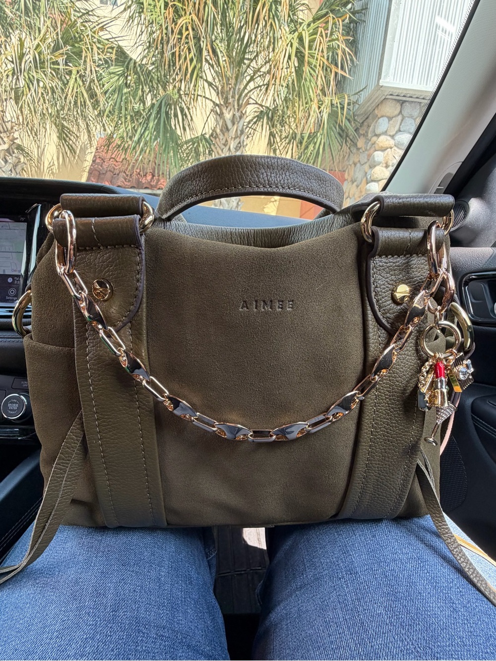 Aimee Kestenberg Olive Green Suede Satchel - Picture 7 of 7